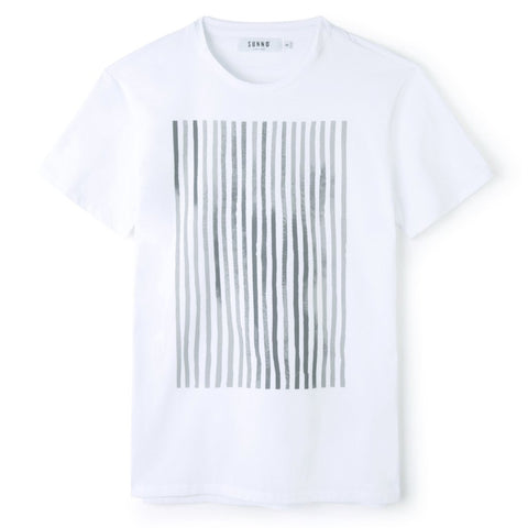 Sunno by Bene Cape printed stripes white T-shirt